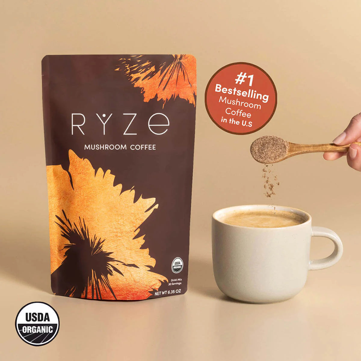 RYZE Mushroom Coffee Single Bag Bestselling